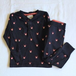 holly & whyte by lindex navy blue french bulldog matching outfit set 1.5-2 YRS